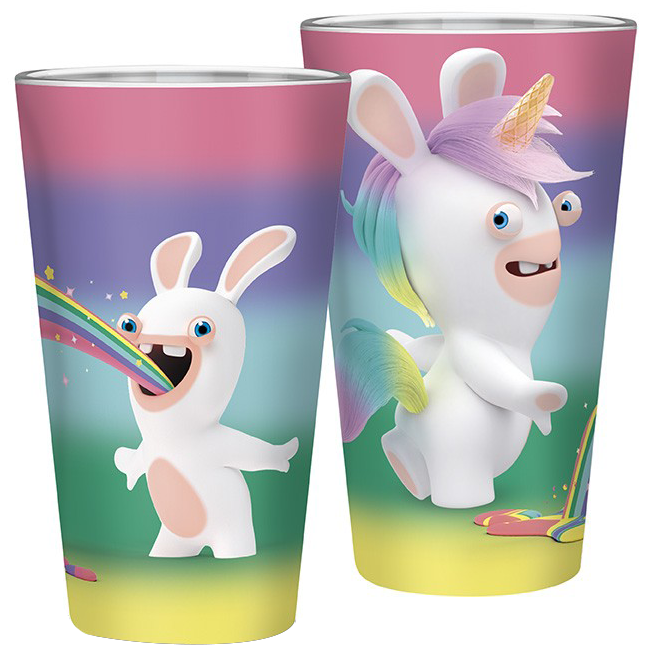 Lapins Cretins Rainbow Rabbits Drinking Glass Multicolor