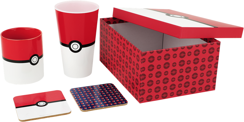 Pokémon Pokeball Mug, 400ml Glass & 2 Coasters Collectable Gift Box
