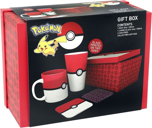 Pokémon Pokeball Mug, 400ml Glass & 2 Coasters Collectable Gift Box